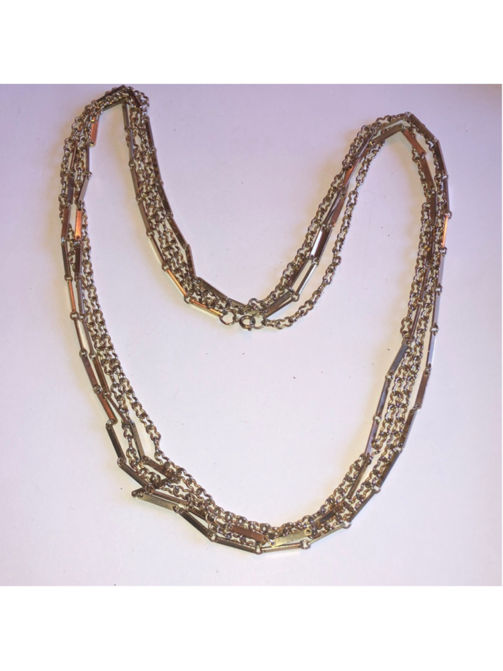 54” Double Strand Vintage Gold Tone Boho Retro Chain Necklace